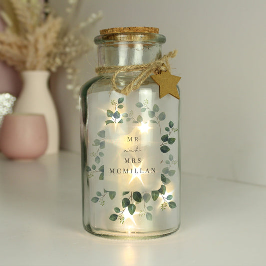 Personalised Botanical LED Glass Jar - MK&JD Gifts