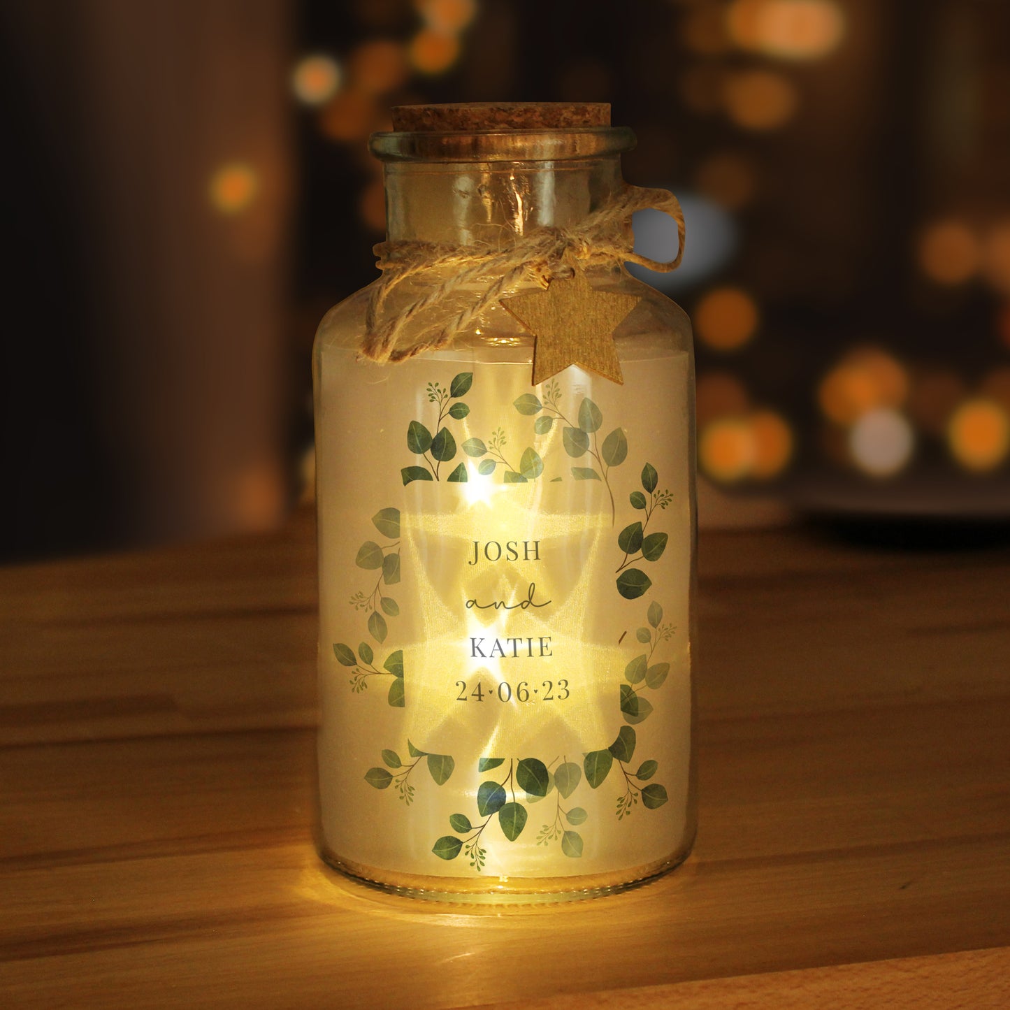 Personalised Botanical LED Glass Jar - MK&JD Gifts