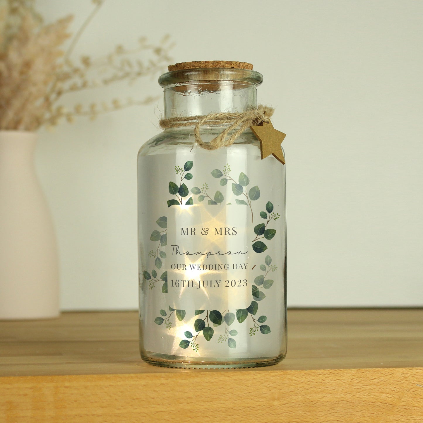 Personalised Botanical LED Glass Jar - MK&JD Gifts