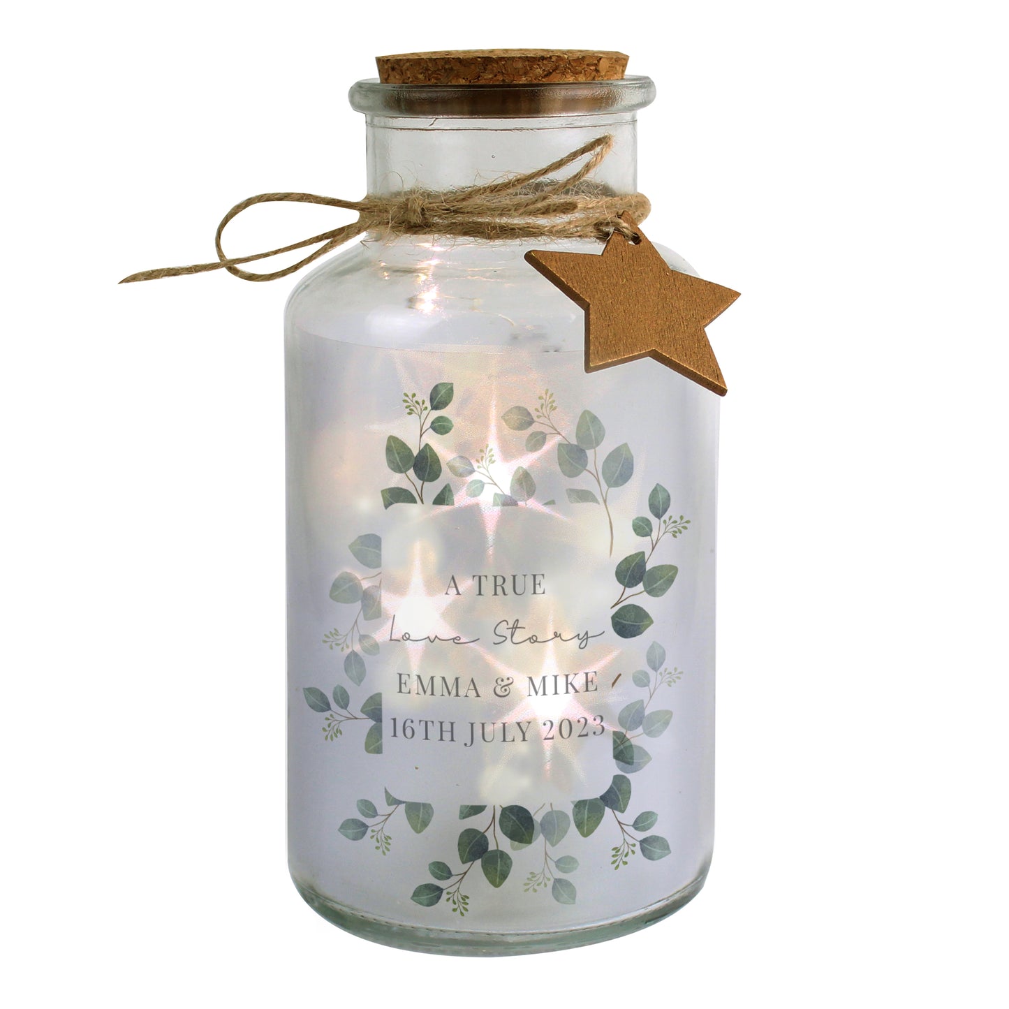 Personalised Botanical LED Glass Jar - MK&JD Gifts