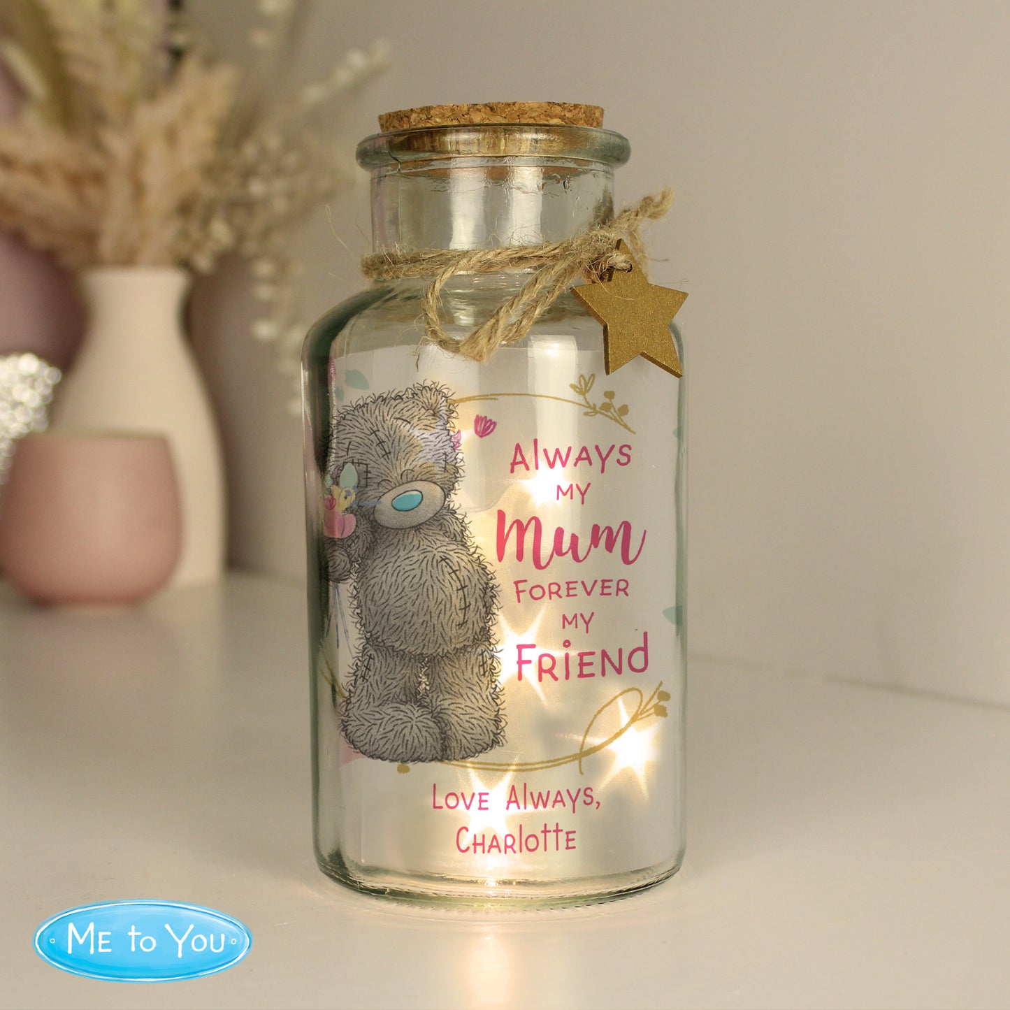 Personalised Me To You Forever My Friend LED Glass Jar - MK&JD Gifts
