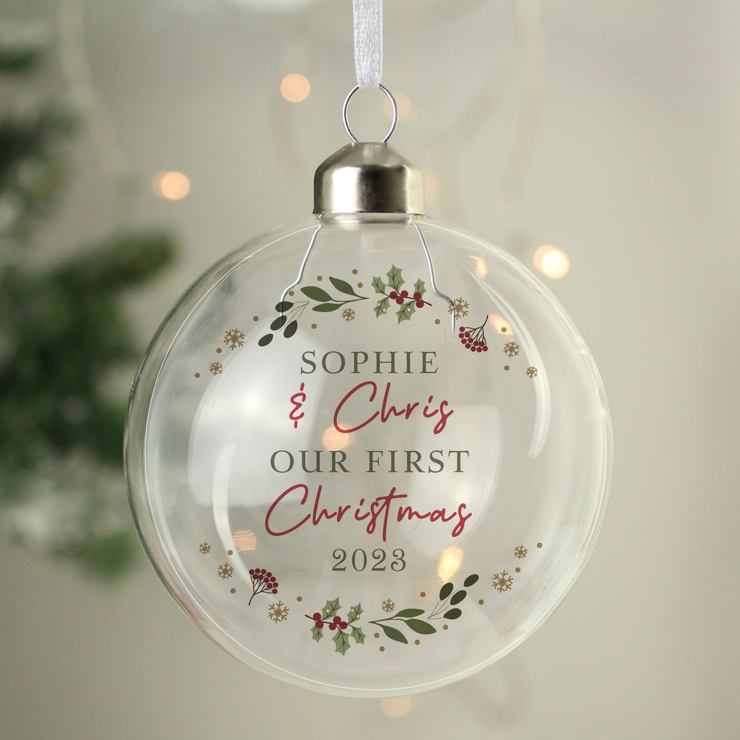 Personalised Christmas Glass Bauble - MK&JD Gifts