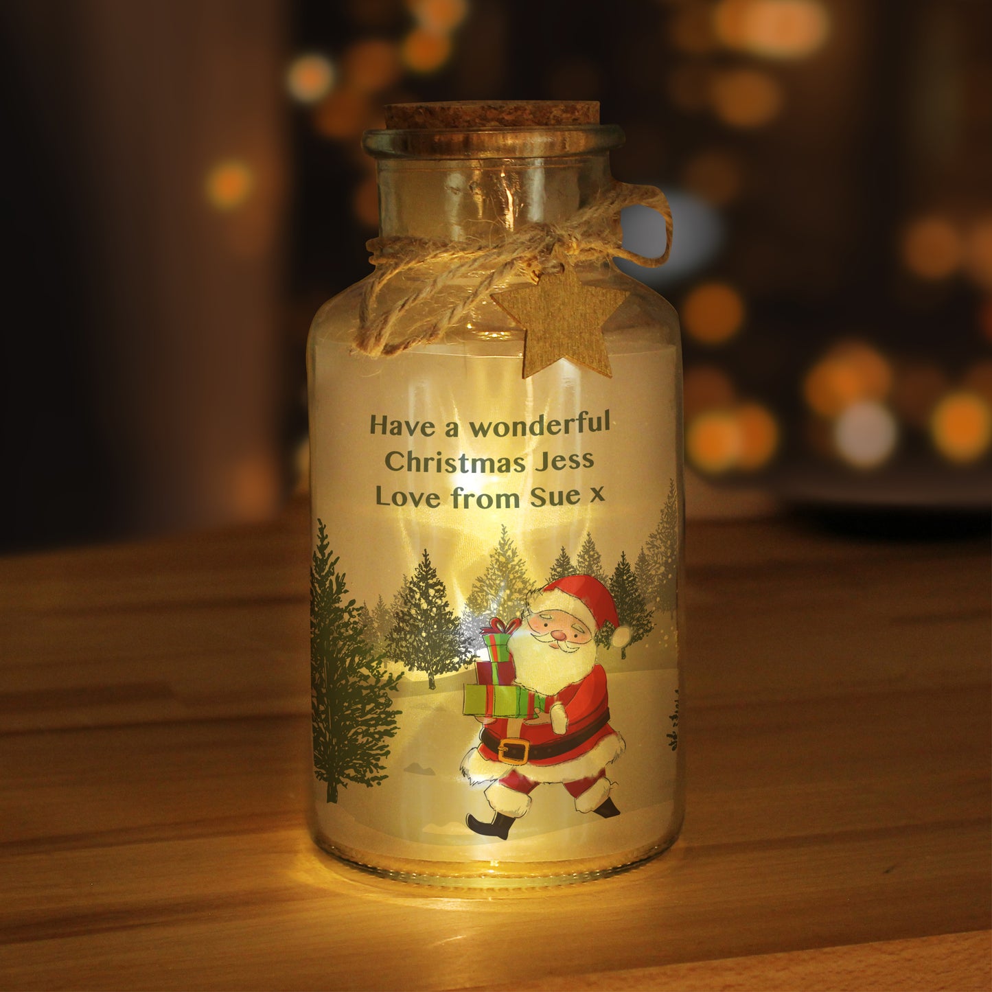 Personalised Santa LED Glass Jar - MK&JD Gifts
