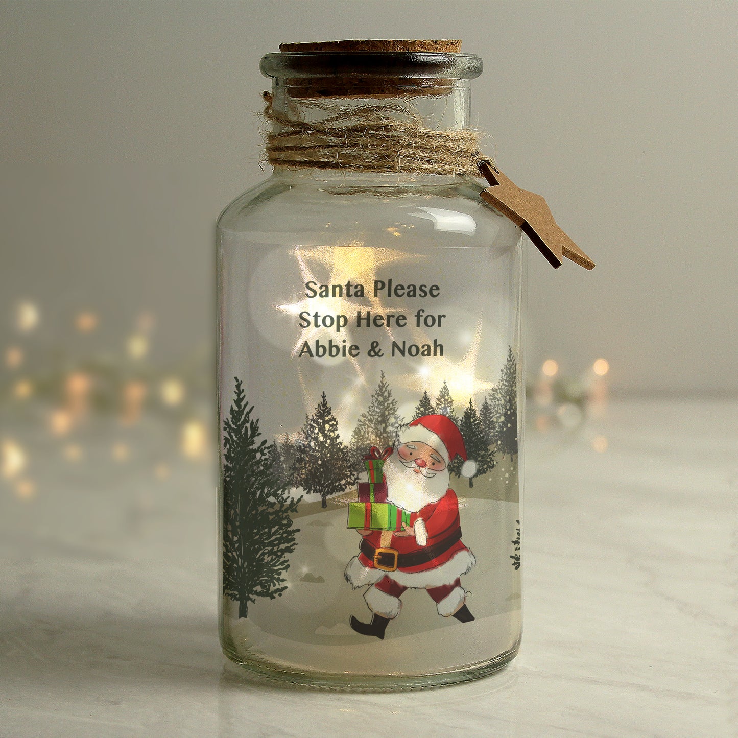 Personalised Santa LED Glass Jar - MK&JD Gifts