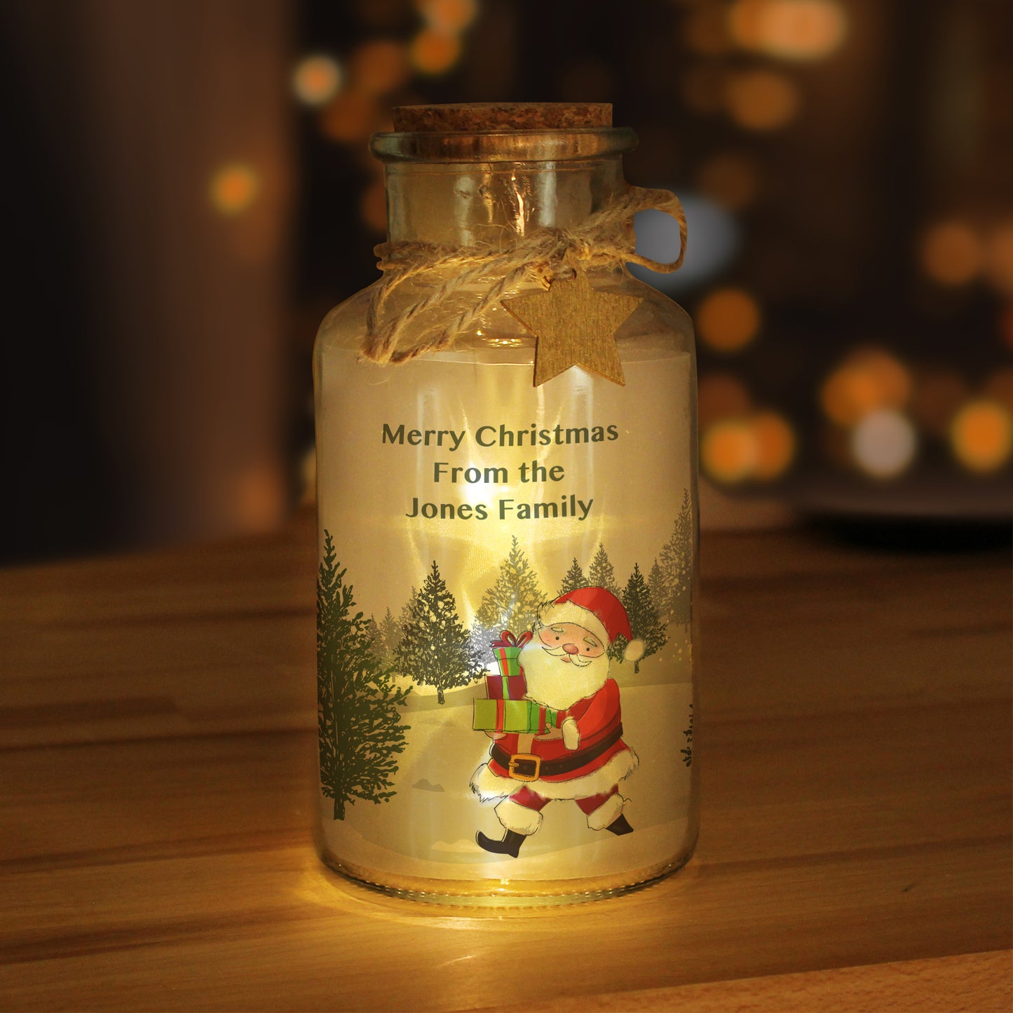 Personalised Santa LED Glass Jar - MK&JD Gifts