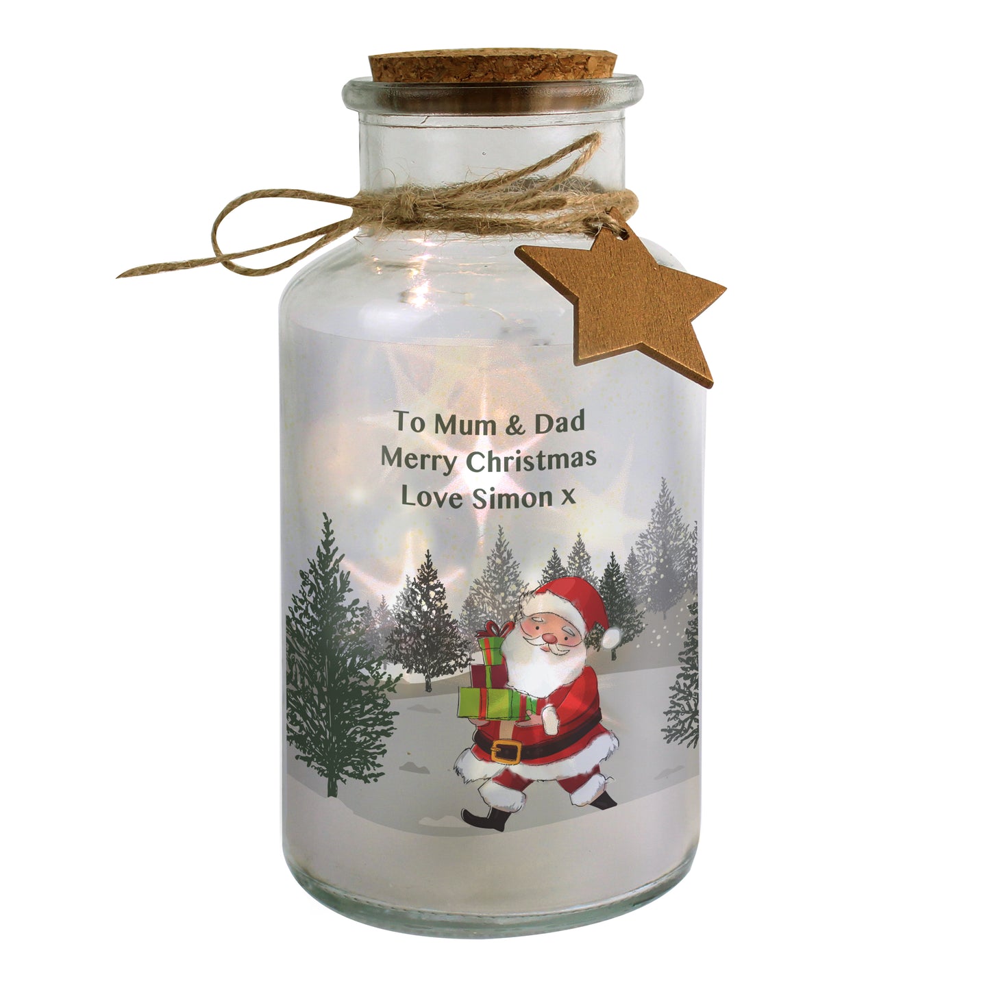 Personalised Santa LED Glass Jar - MK&JD Gifts