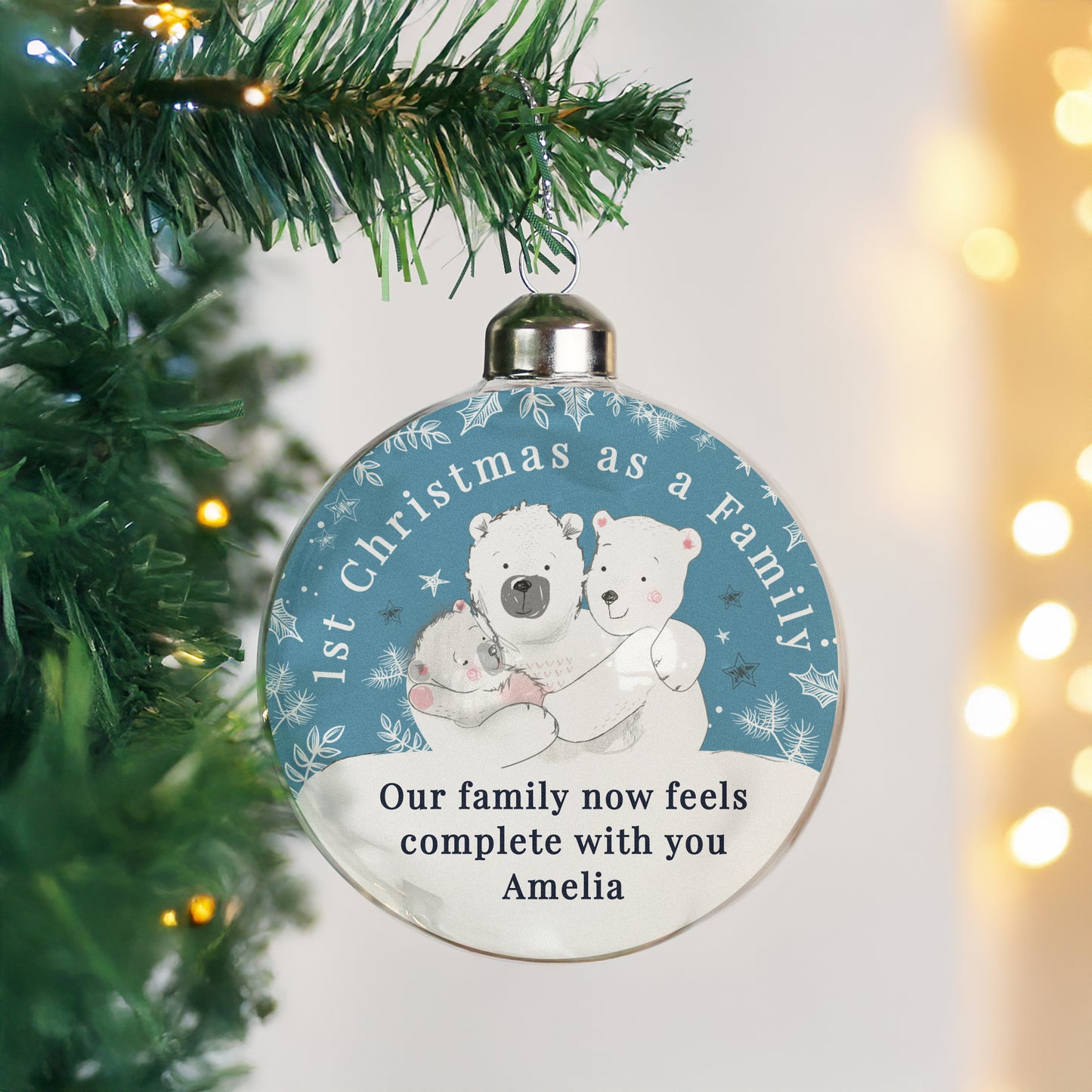 Personalised First Christmas as a Family Glass Bauble - MK&JD Gifts
