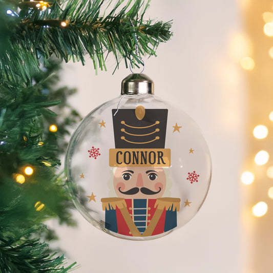 Personalised Nutcracker Christmas Glass Bauble - MK&JD Gifts