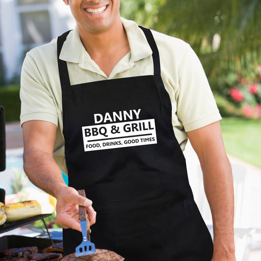 Personalised BBQ & Grill Black Apron - MK&JD Gifts