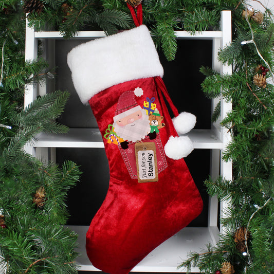 Personalised Santa Claus Luxury Red Stocking - MK&JD Gifts
