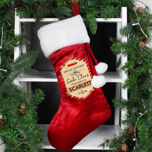 Personalised Special Delivery Luxury Red Stocking - MK&JD Gifts
