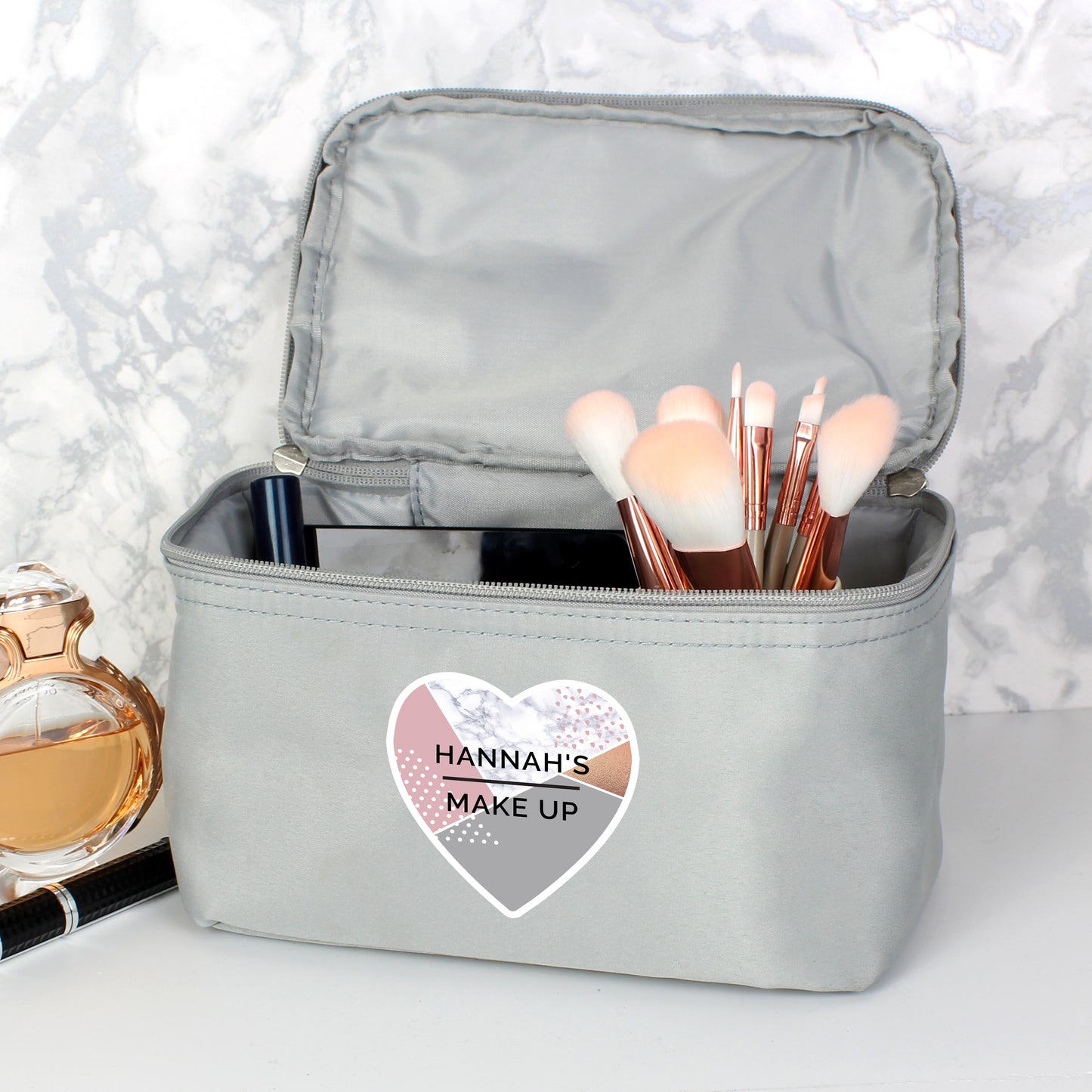 Personalised Geometric Grey Toiletry Bag - MK&JD Gifts