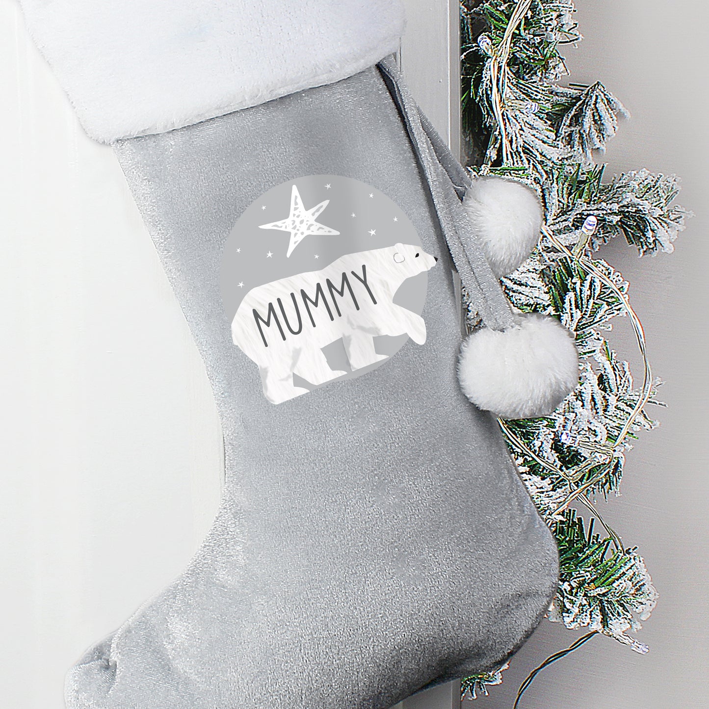 Personalised Polar Bear Luxury Silver Grey Stocking - MK&JD Gifts