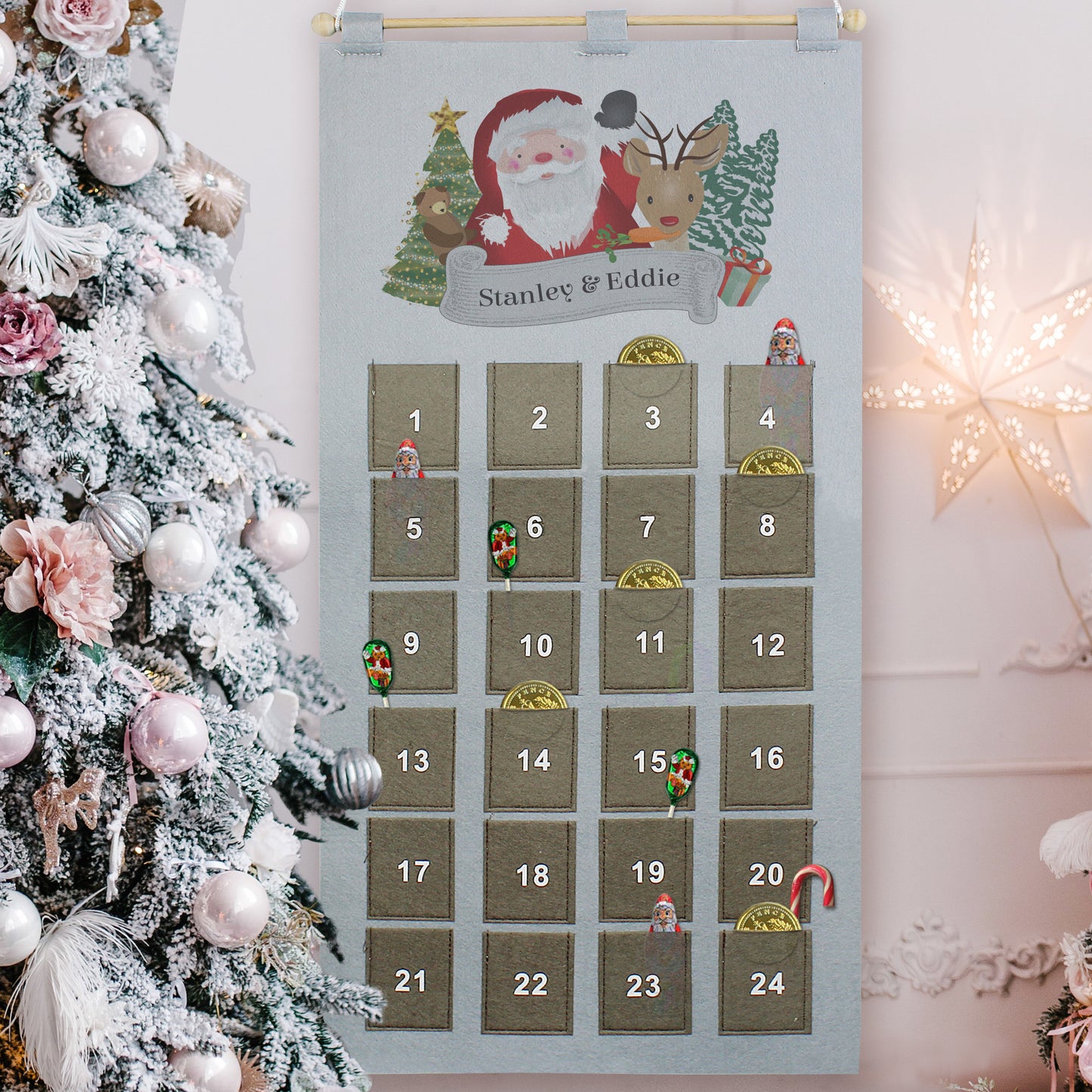 Personalised Santa Advent Calendar In Silver Grey - MK&JD Gifts