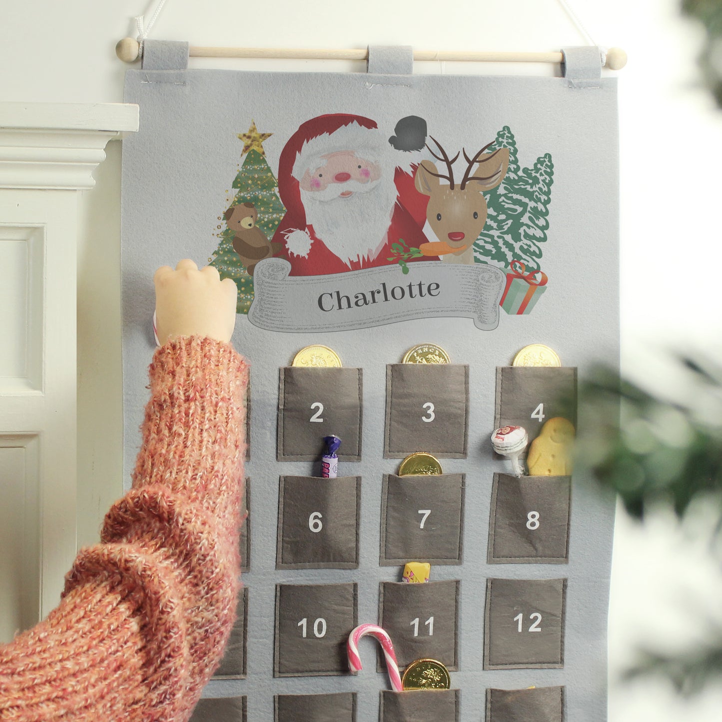 Personalised Santa Advent Calendar In Silver Grey - MK&JD Gifts