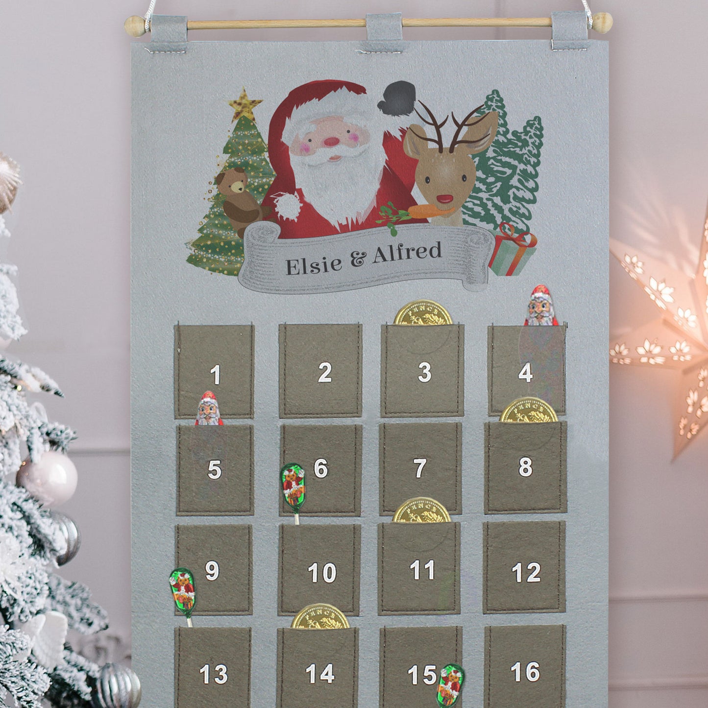Personalised Santa Advent Calendar In Silver Grey - MK&JD Gifts
