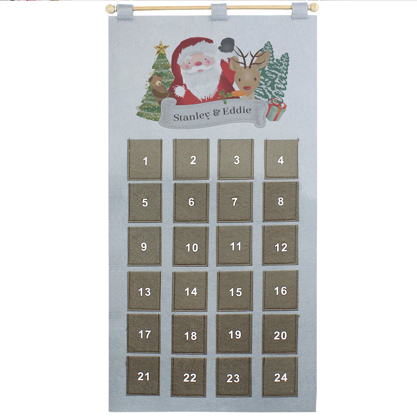 Personalised Santa Advent Calendar In Silver Grey - MK&JD Gifts