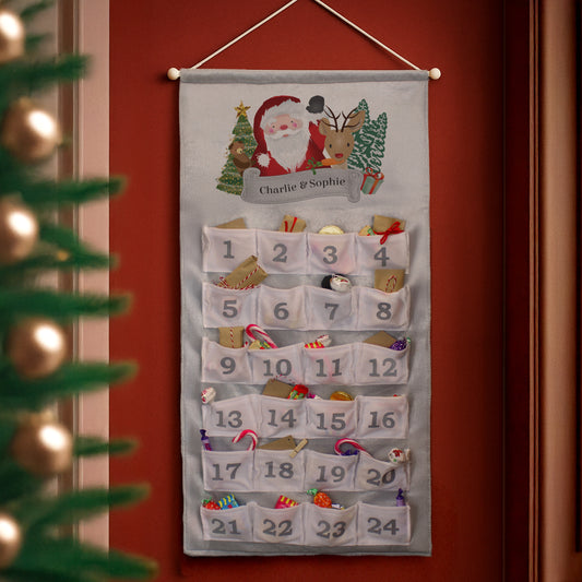 Personalised Santa Advent Calendar In Silver Grey - MK&JD Gifts