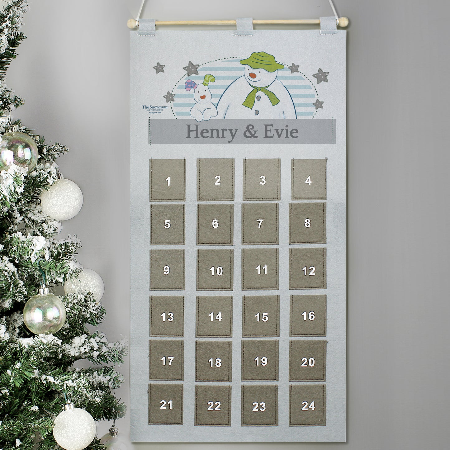 Personalised The Snowman Advent Calendar In Silver Grey - MK&JD Gifts