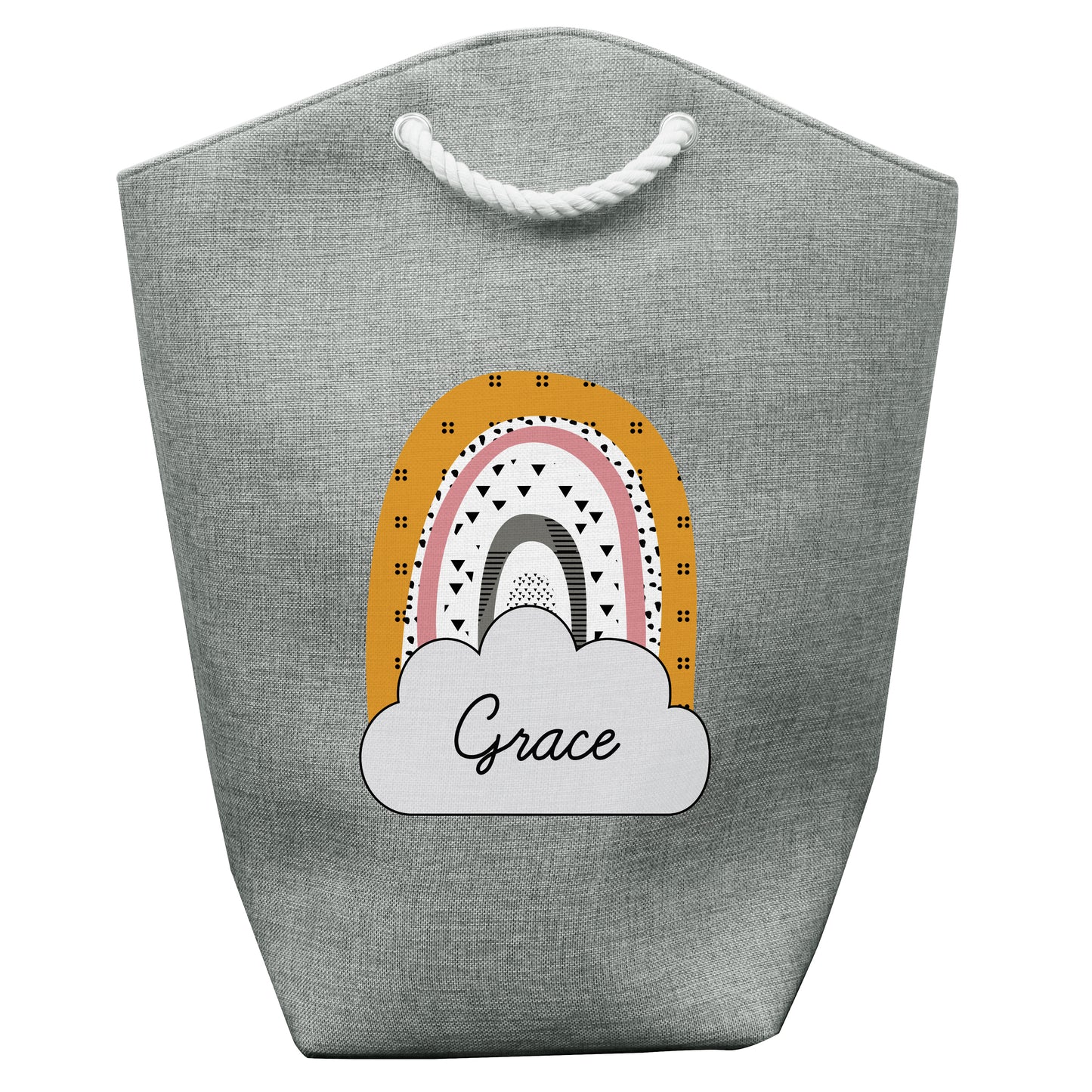 Personalised Mustard & Pink Rainbow Storage Bag - MK&JD Gifts