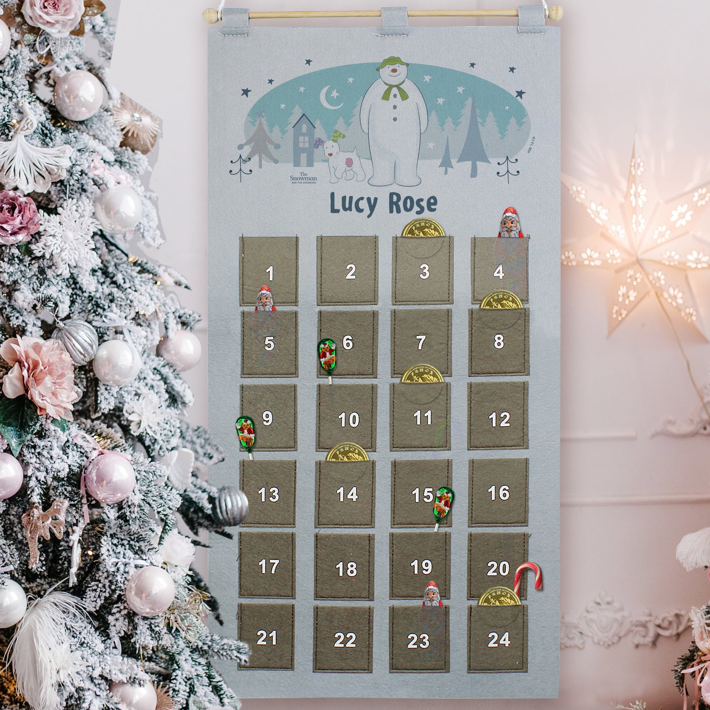 Personalised The Snowman and the Snowdog Advent Calendar In Silver Grey - MK&JD Gifts