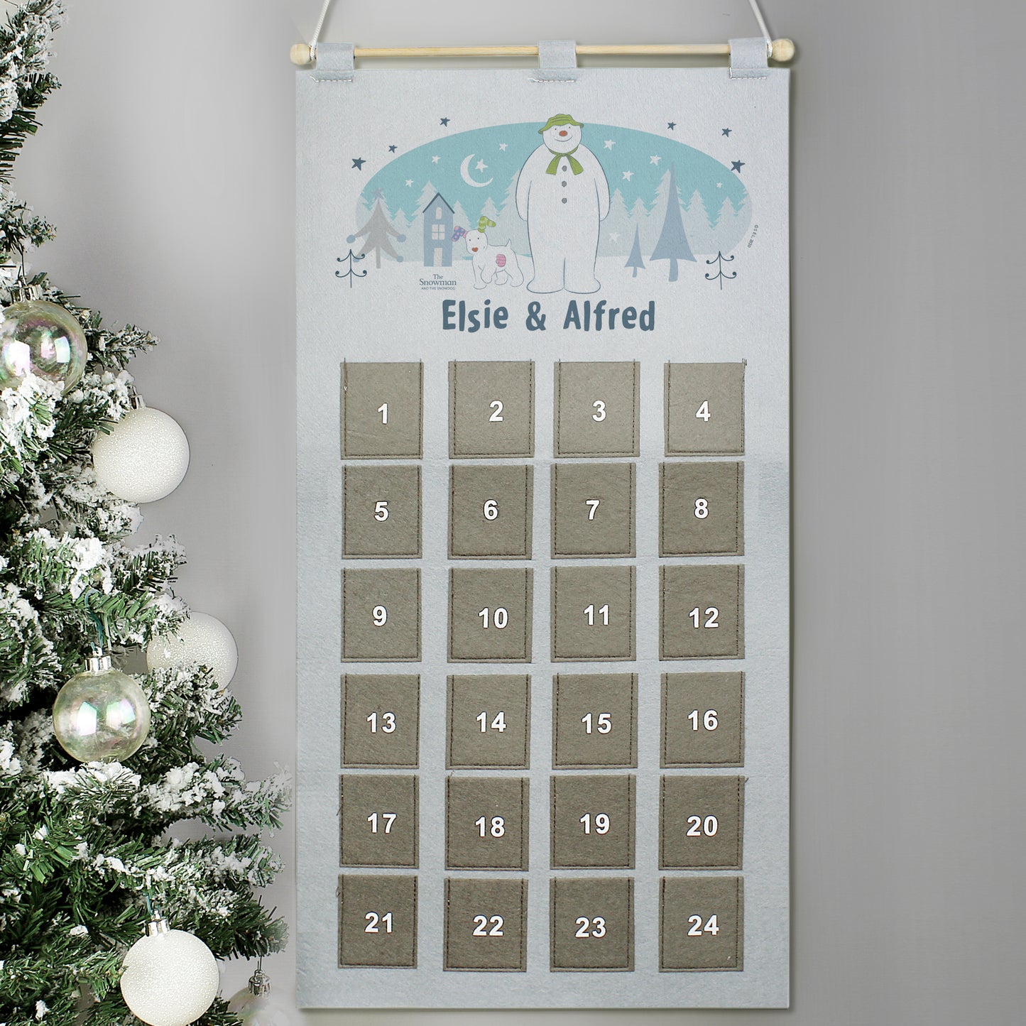 Personalised The Snowman and the Snowdog Advent Calendar In Silver Grey - MK&JD Gifts