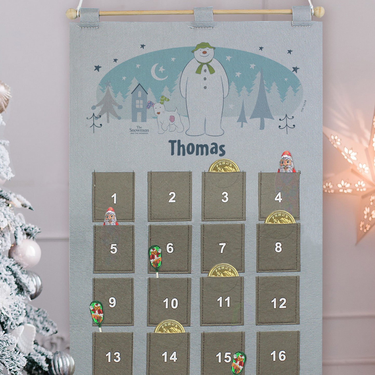 Personalised The Snowman and the Snowdog Advent Calendar In Silver Grey - MK&JD Gifts