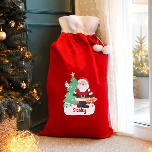 Personalised Santa Luxury Pom Pom Red Sack - MK&JD Gifts