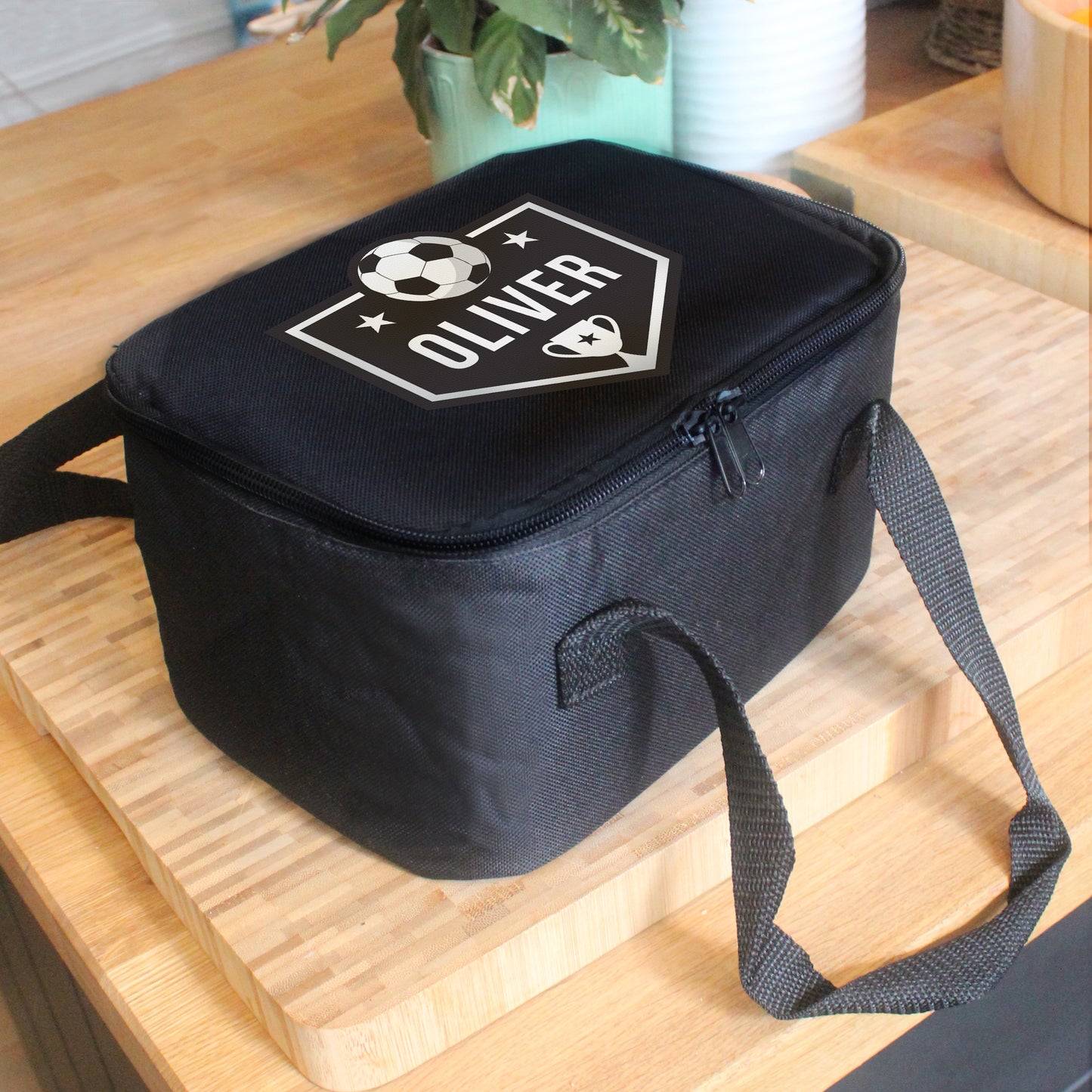 Personalised Football Black Lunch Bag - MK&JD Gifts