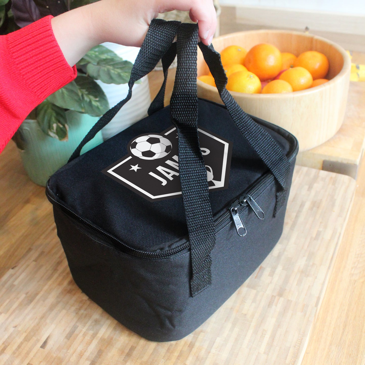 Personalised Football Black Lunch Bag - MK&JD Gifts
