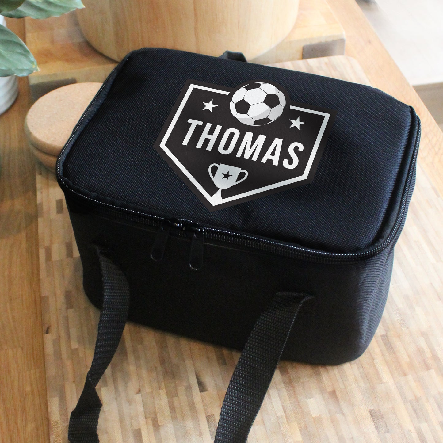 Personalised Football Black Lunch Bag - MK&JD Gifts