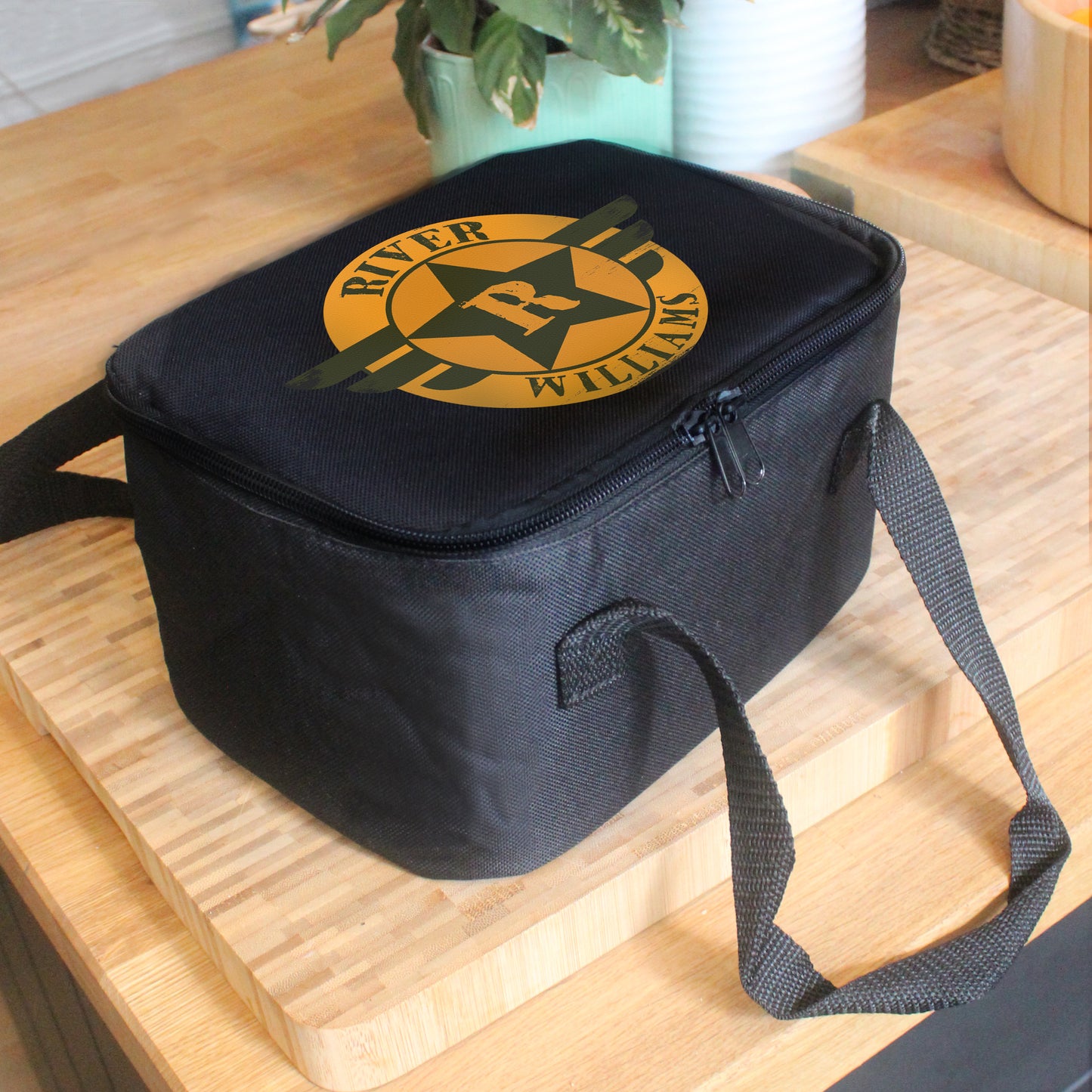 Personalised Badge Black Lunch Bag - MK&JD Gifts