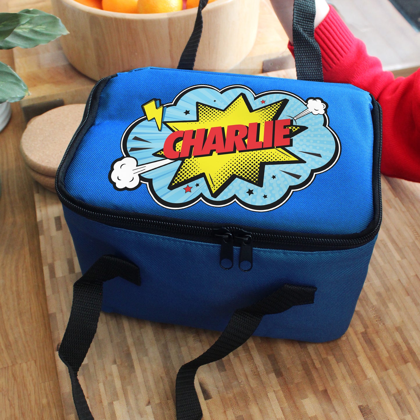 Personalised Superhero Blue Lunch Bag - MK&JD Gifts