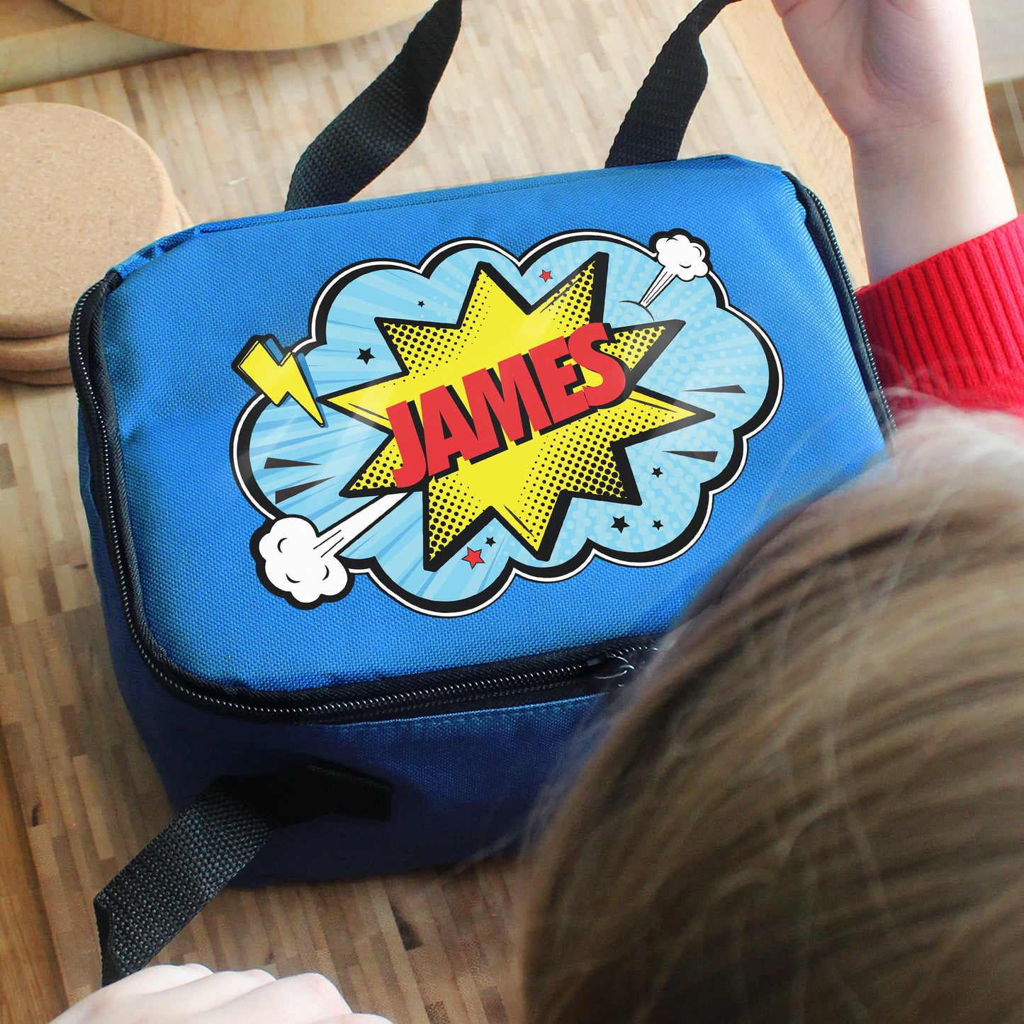 Personalised Superhero Blue Lunch Bag - MK&JD Gifts
