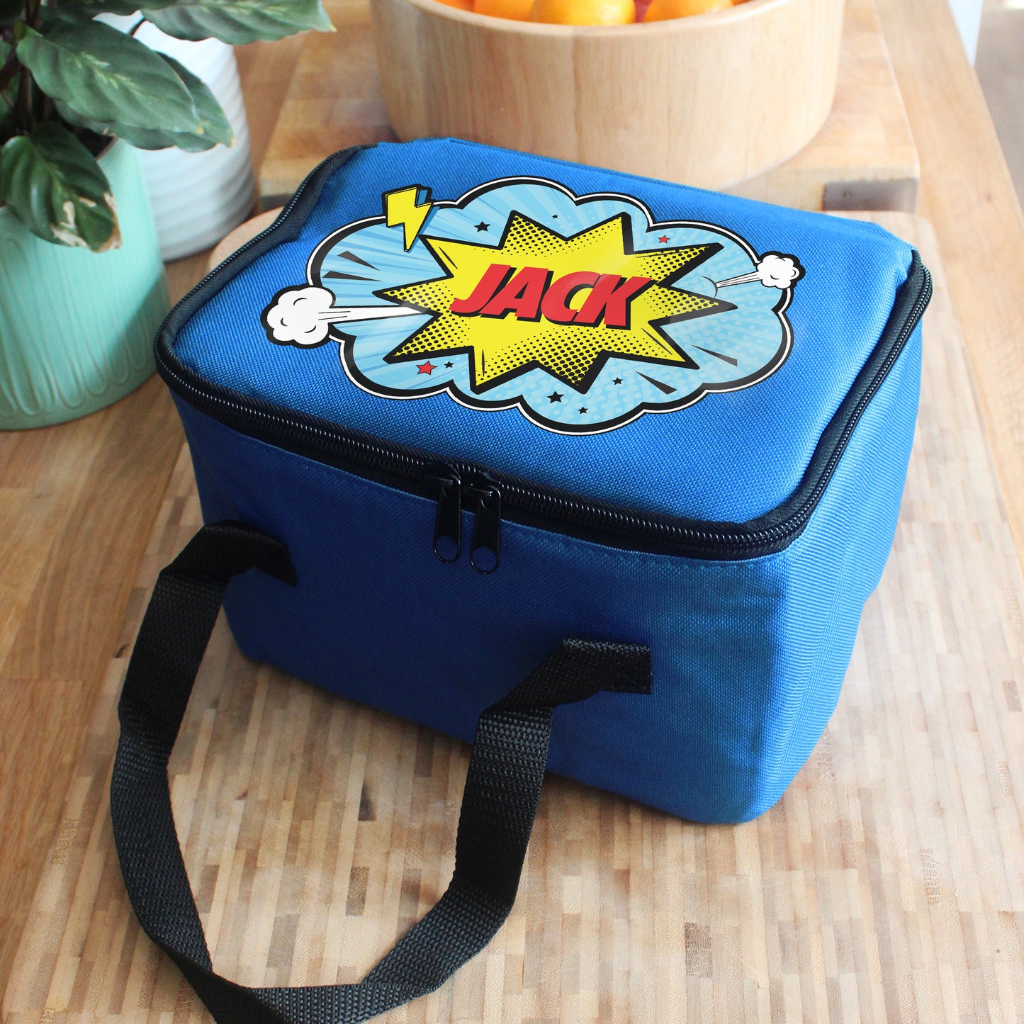 Personalised Superhero Blue Lunch Bag - MK&JD Gifts