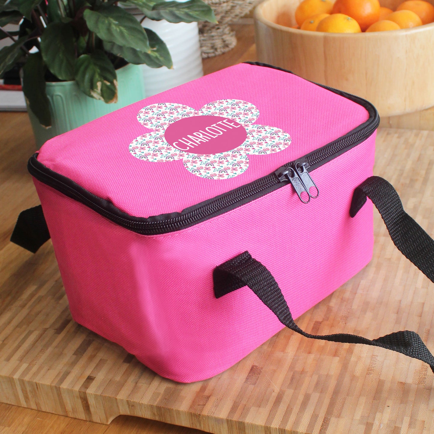 Personalised Flower Pink Lunch Bag - MK&JD Gifts