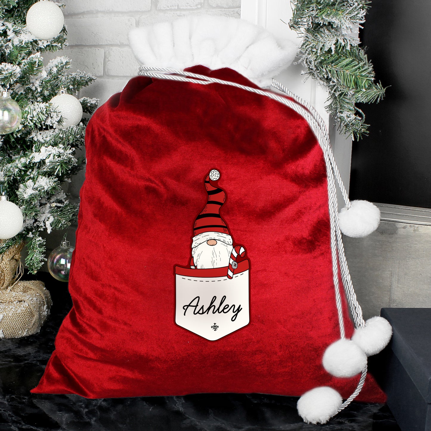 Personalised Gonk Family Red Christmas Sack - Boy - MK&JD Gifts