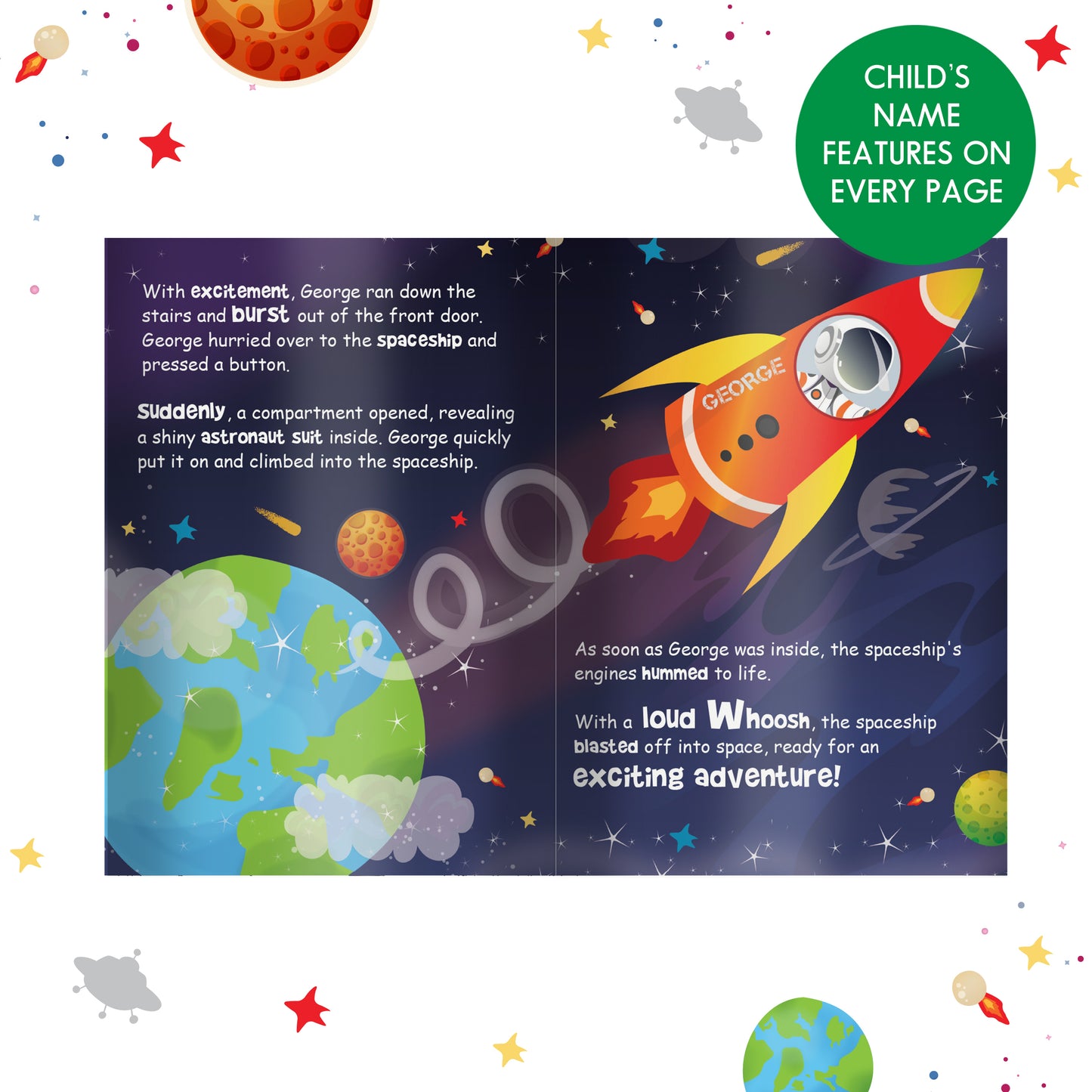 Personalised Space Story Book - MK&JD Gifts