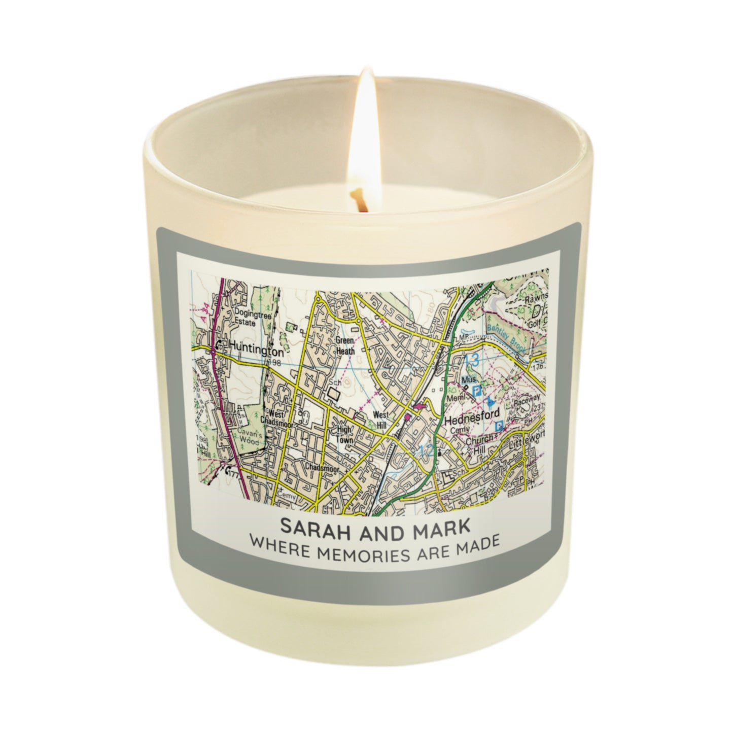 Personalised Present Day Map Compass Scented Jar Candle - MK&JD Gifts