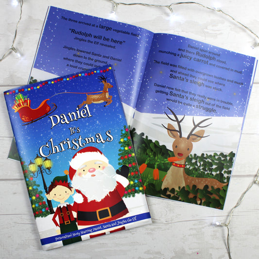 Personalised Boys ""It's Christmas"" Story Book, Featuring Santa and his Elf Jingles - MK&JD Gifts