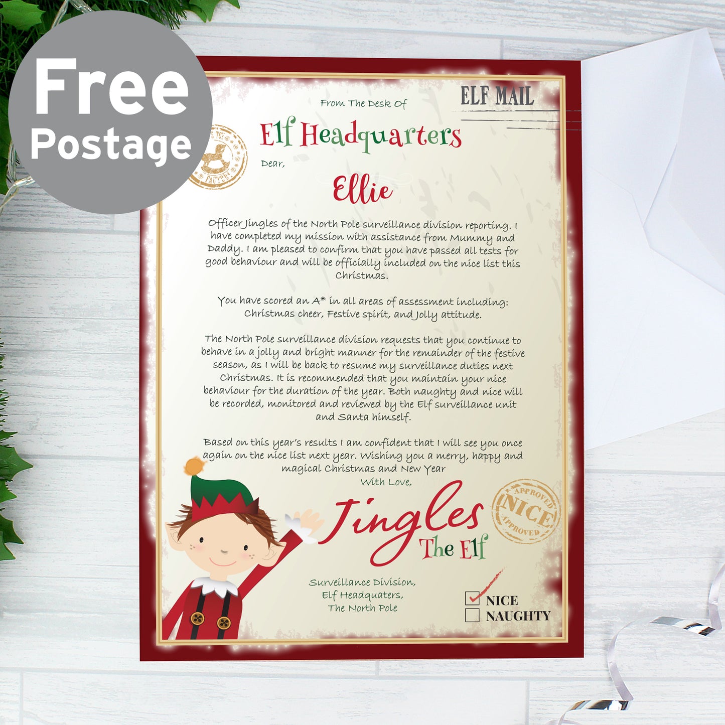 Personalised Elf Surveillance Christmas Letter - MK&JD Gifts