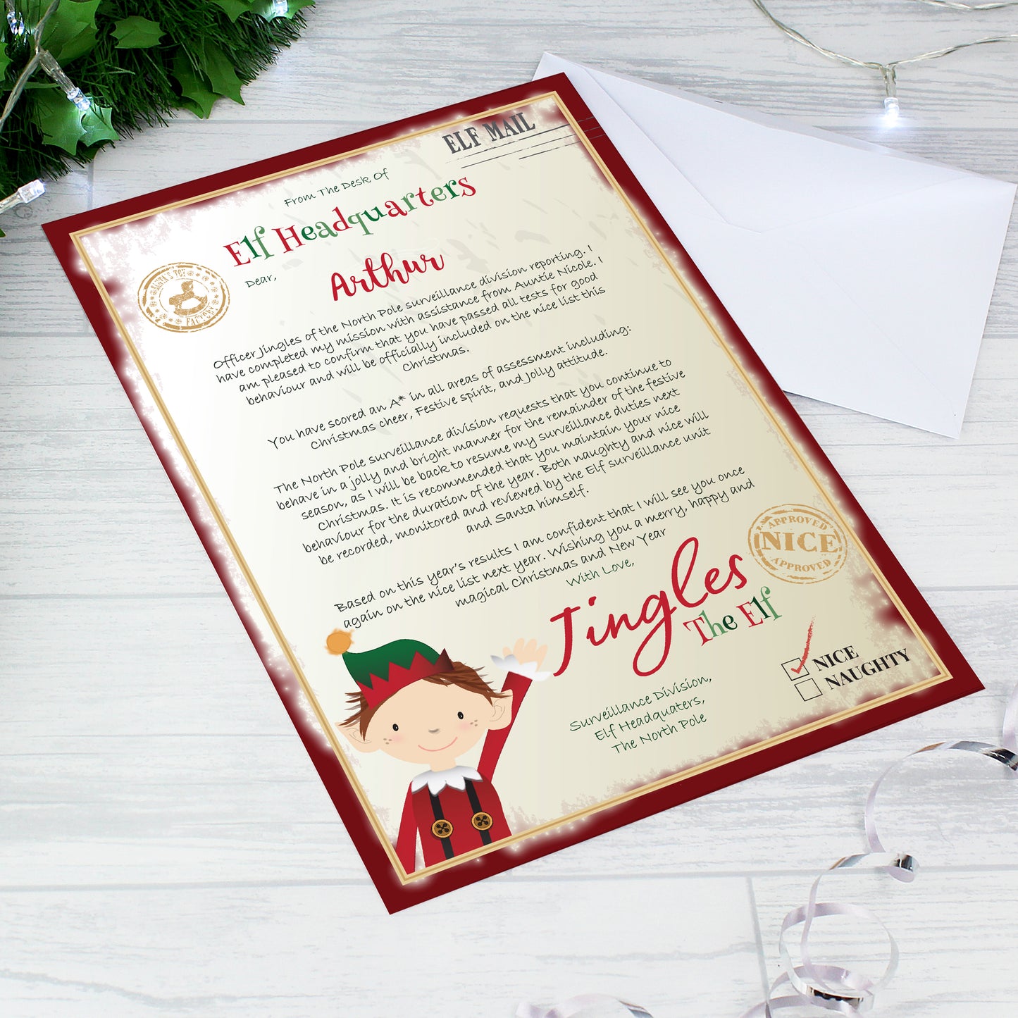 Personalised Elf Surveillance Christmas Letter - MK&JD Gifts