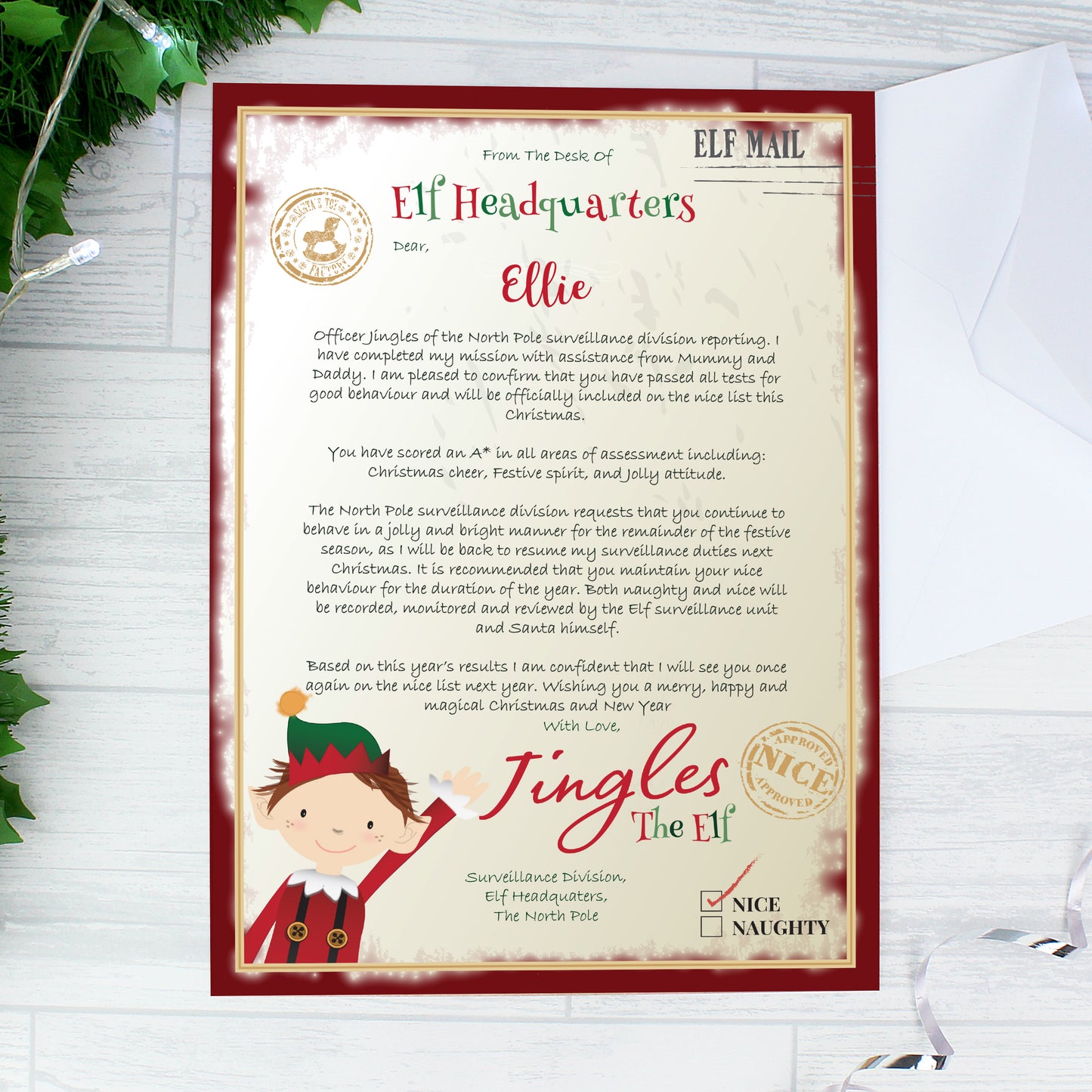 Personalised Elf Surveillance Christmas Letter - MK&JD Gifts