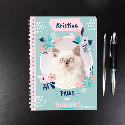 Personalised Rachael Hale 'Paws for Thought' Cat A5 Notebook - MK&JD Gifts