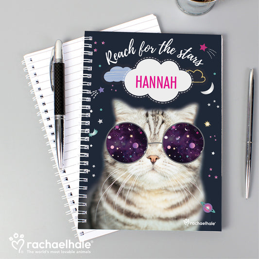 Personalised Rachael Hale Space Cat A5 Notebook - MK&JD Gifts