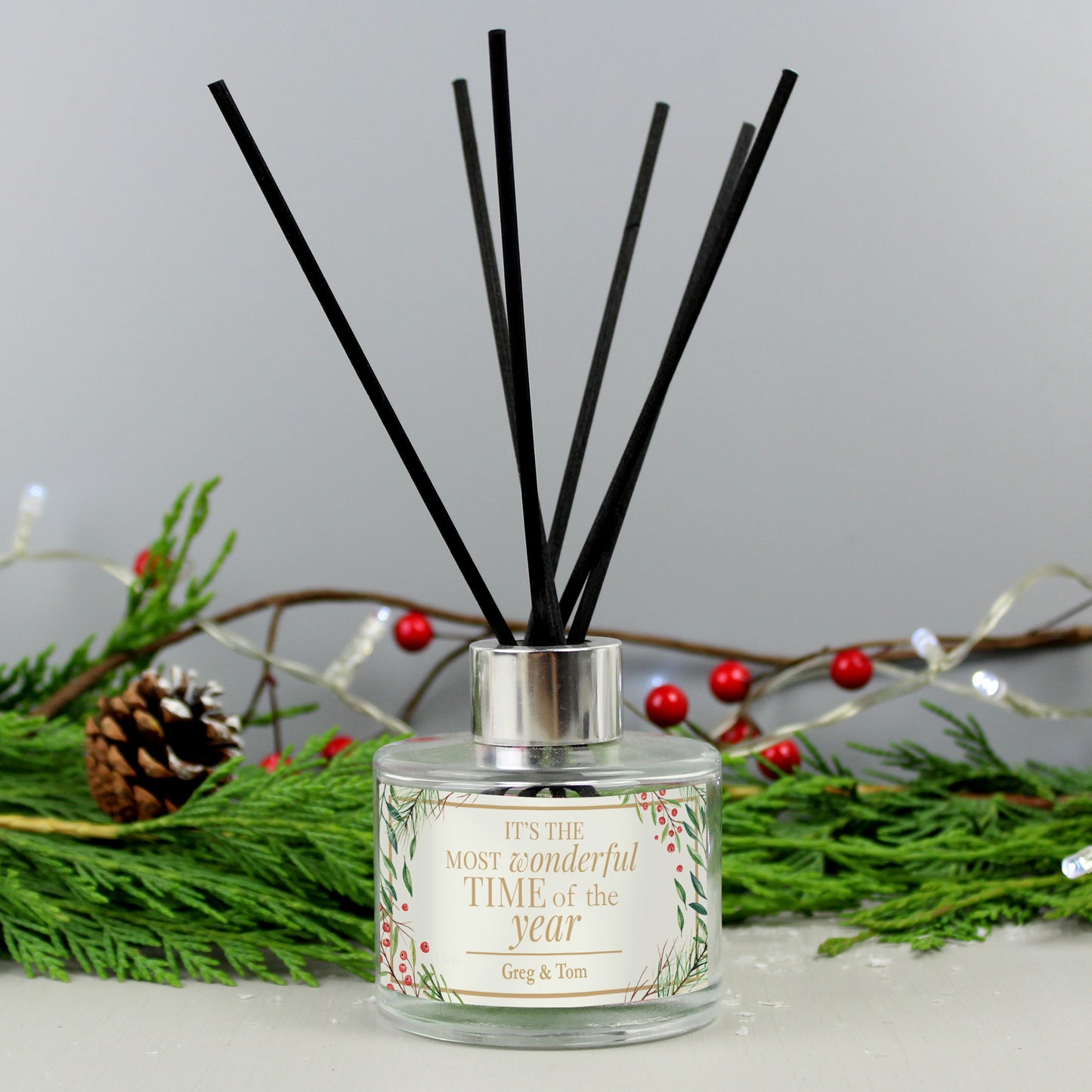 Personalised 'Wonderful Time of The Year' Christmas Reed Diffuser - MK&JD Gifts
