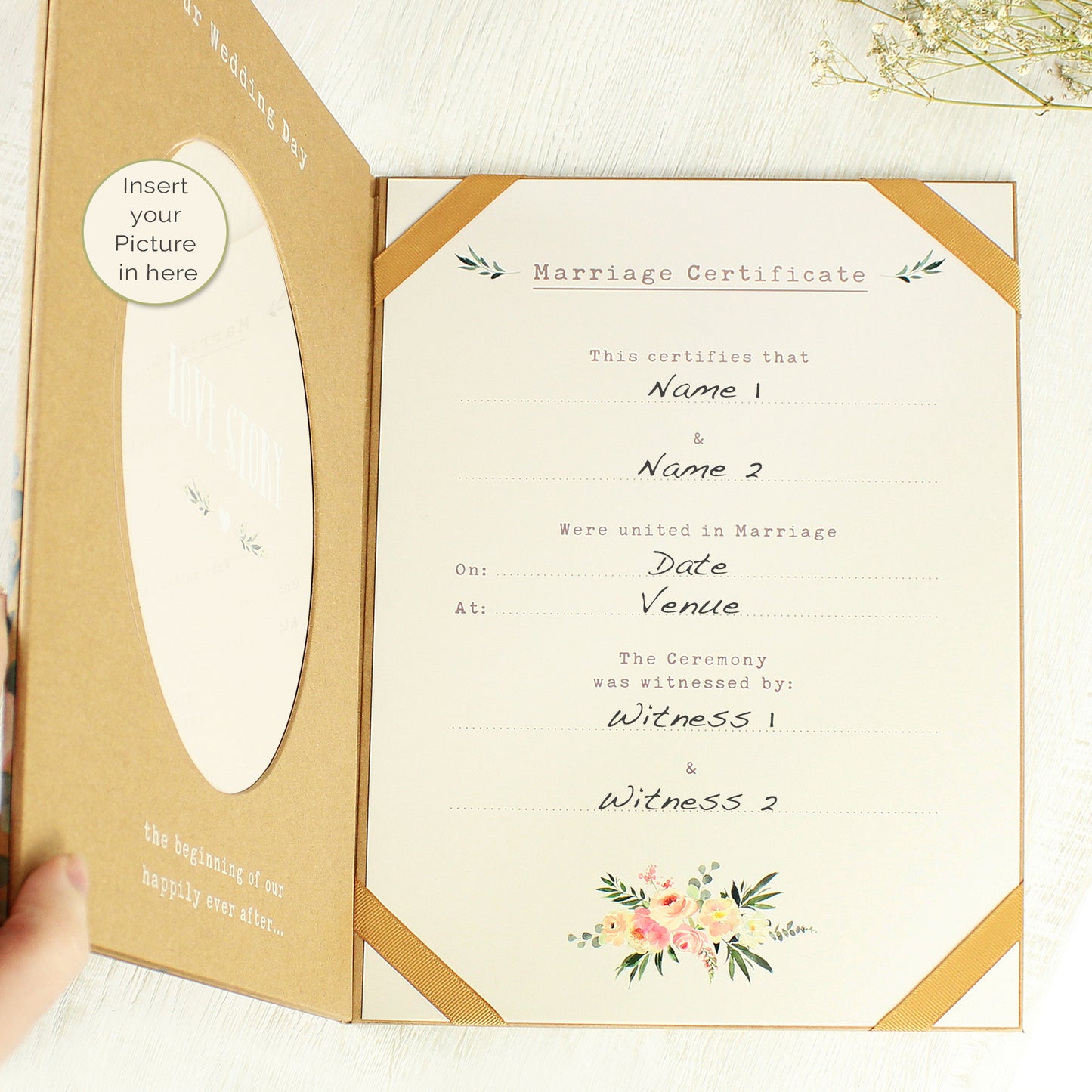 Personalised Wedding Certificate and Photo Display Book - MK&JD Gifts