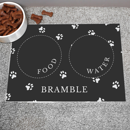 Personalised Black Pet Bowl Mat - MK&JD Gifts