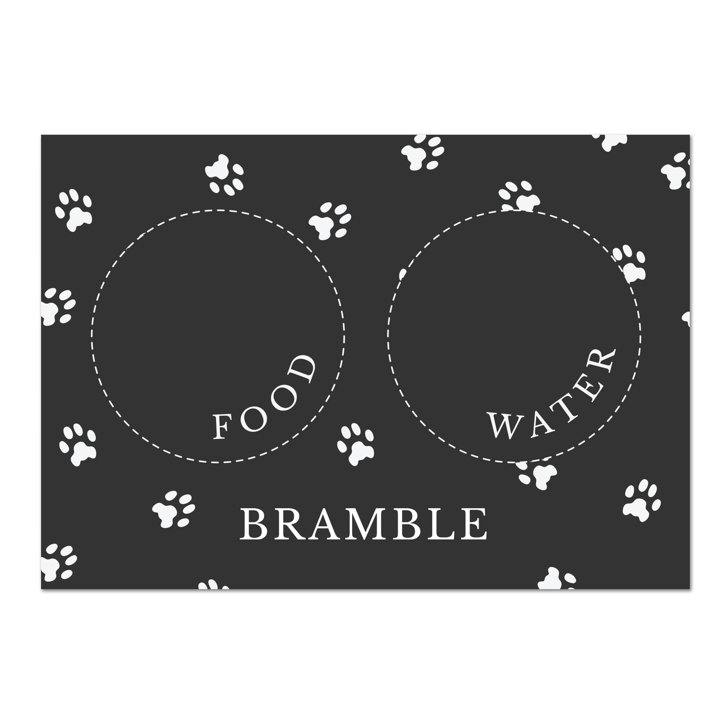 Personalised Black Pet Bowl Mat - MK&JD Gifts