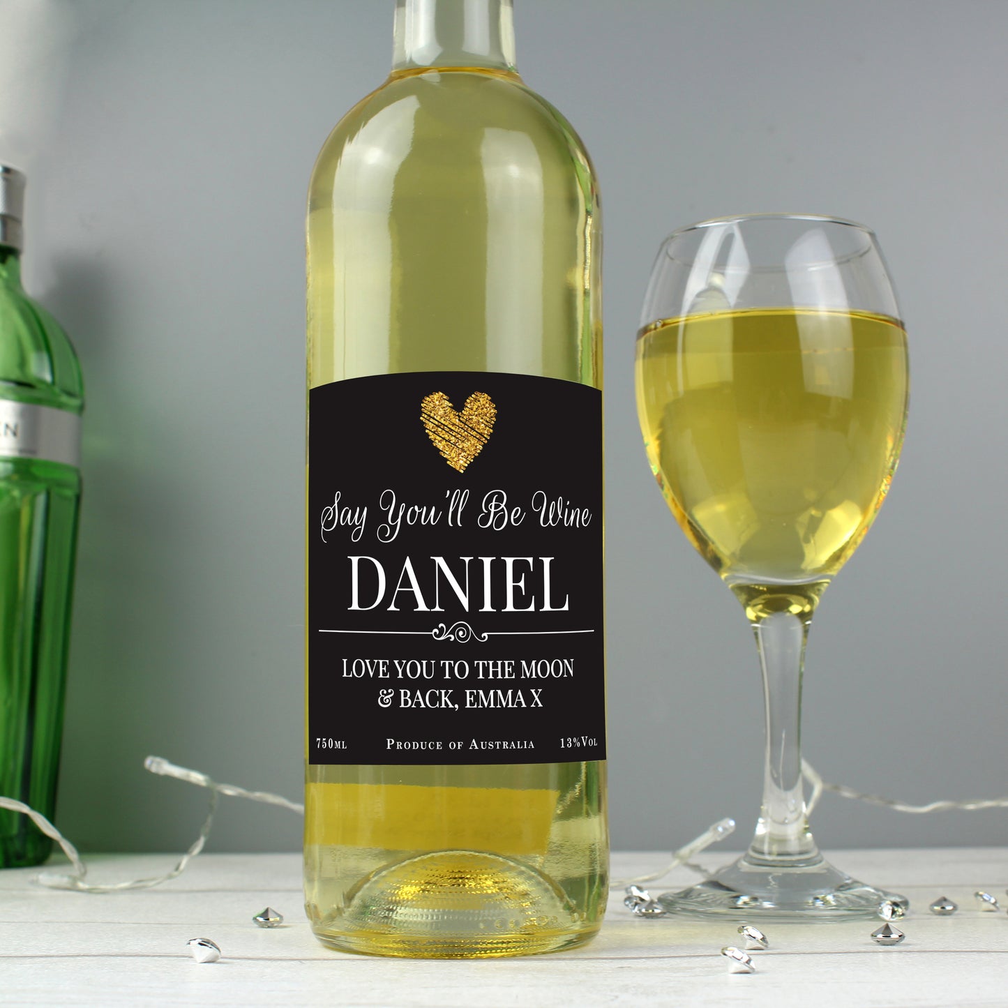 Personalised Heart White Wine - MK&JD Gifts